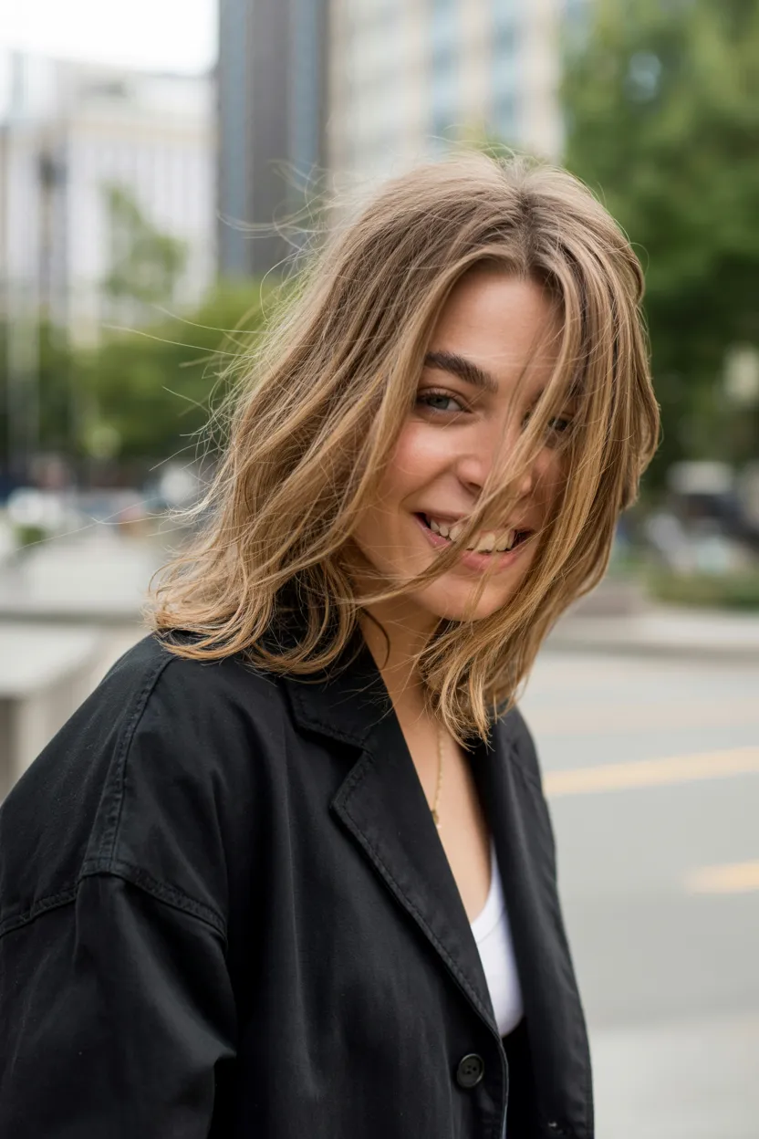ultra-long hair with wispy bangs