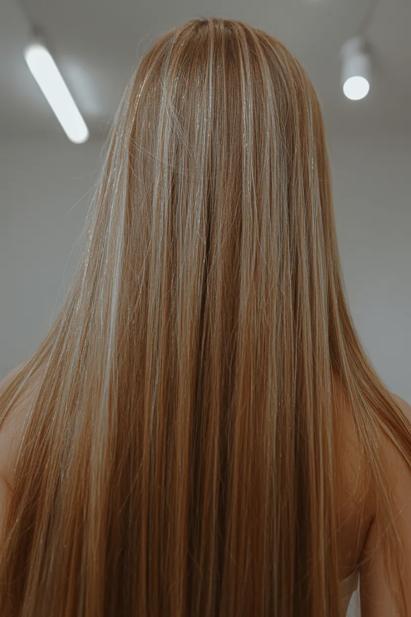 wispy gold highlights long