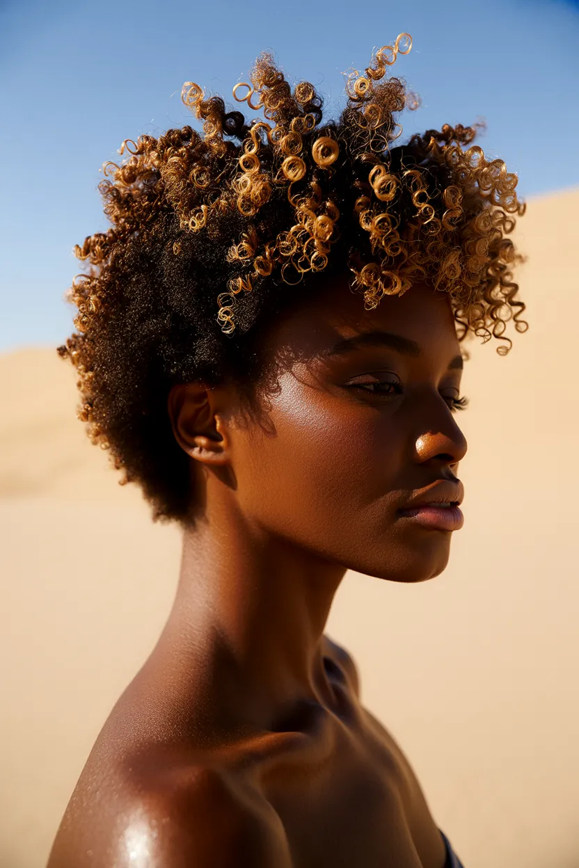 sun kissed textured afro