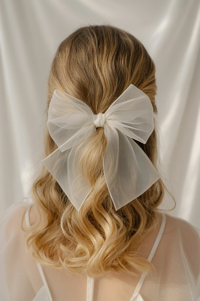 sheer bow crown accent