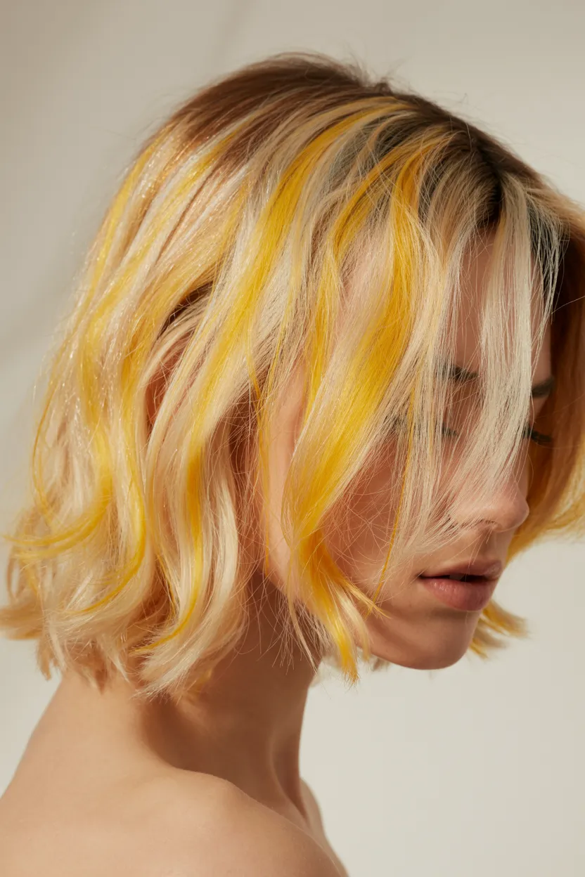sun-kissed balayage lob