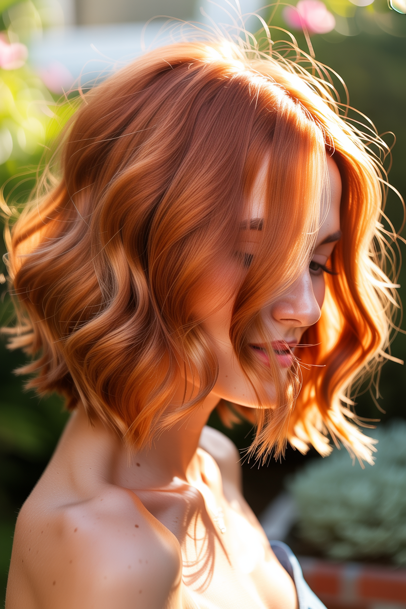 wavy lob with layers