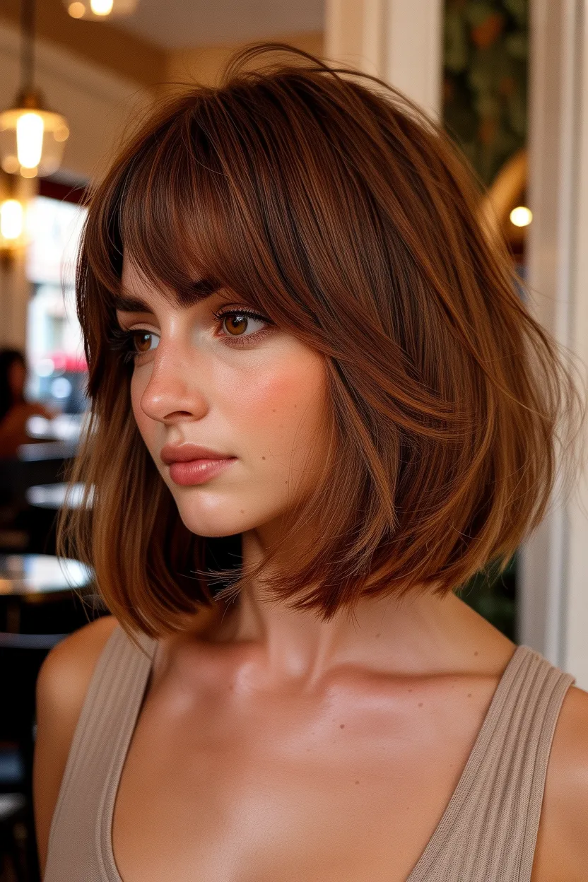 curtain bangs bob