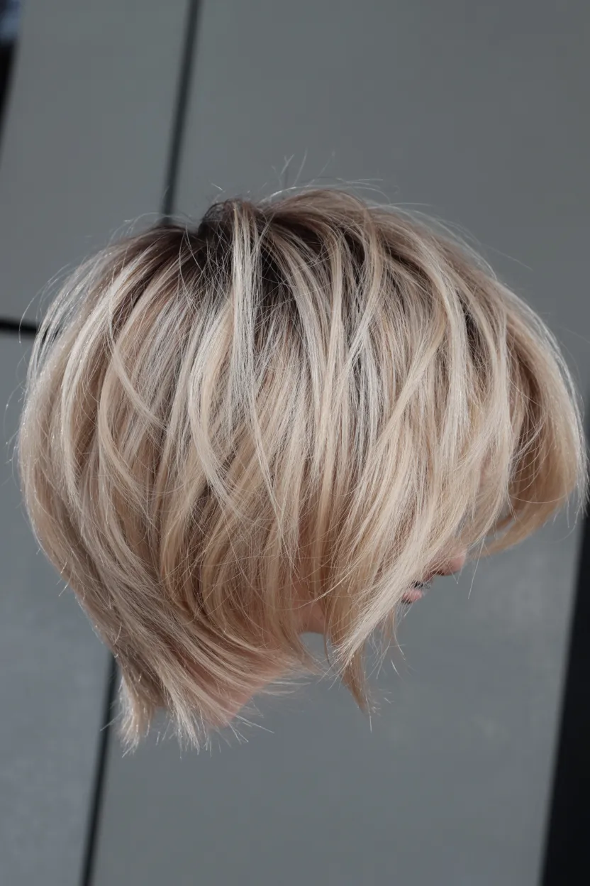 textured creamy blonde pixie