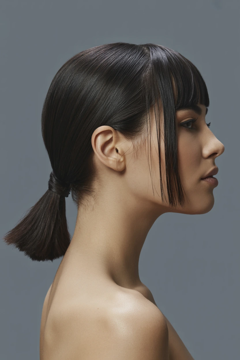 sleek low ponytail