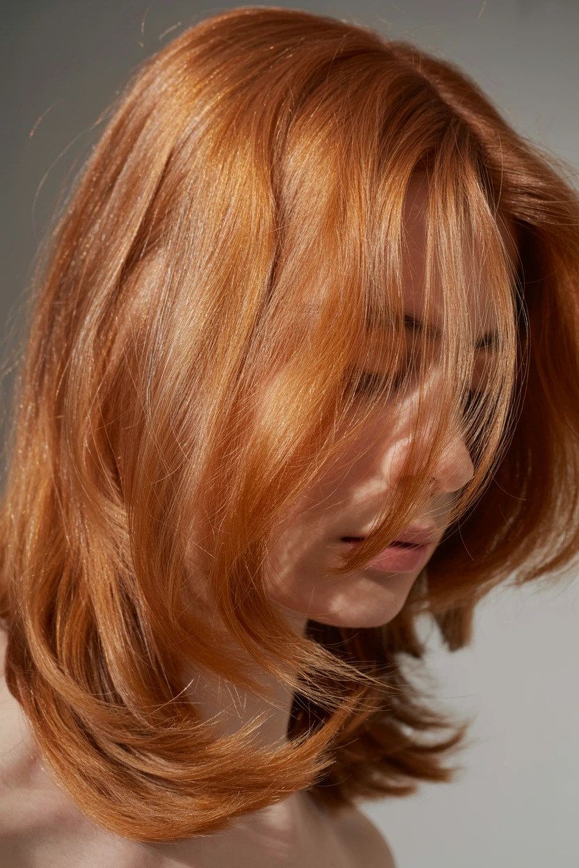 soft auburn feathered layers
