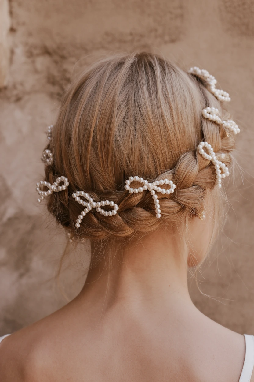 pearl clip braided crown