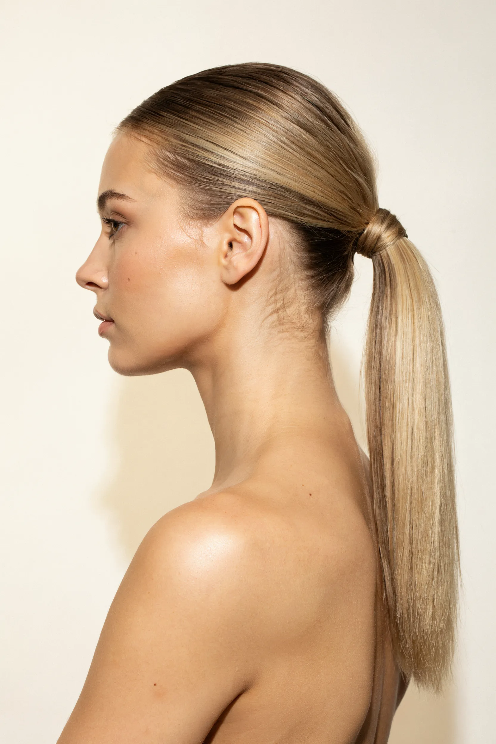 slicked back ponytail