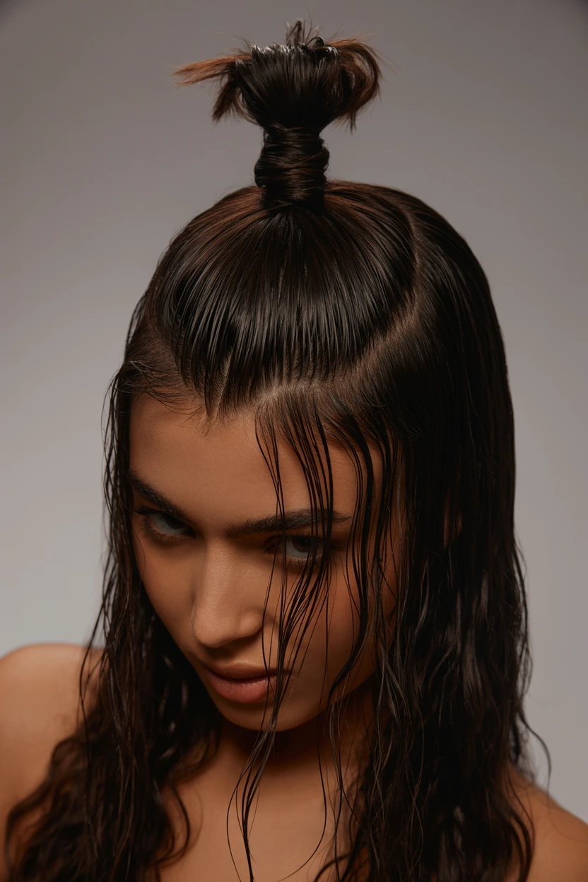sleek half-up knot