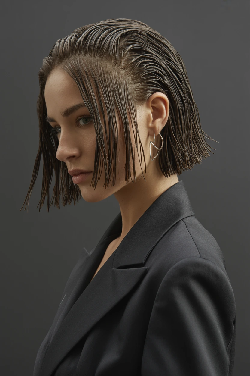 textured chin length bob