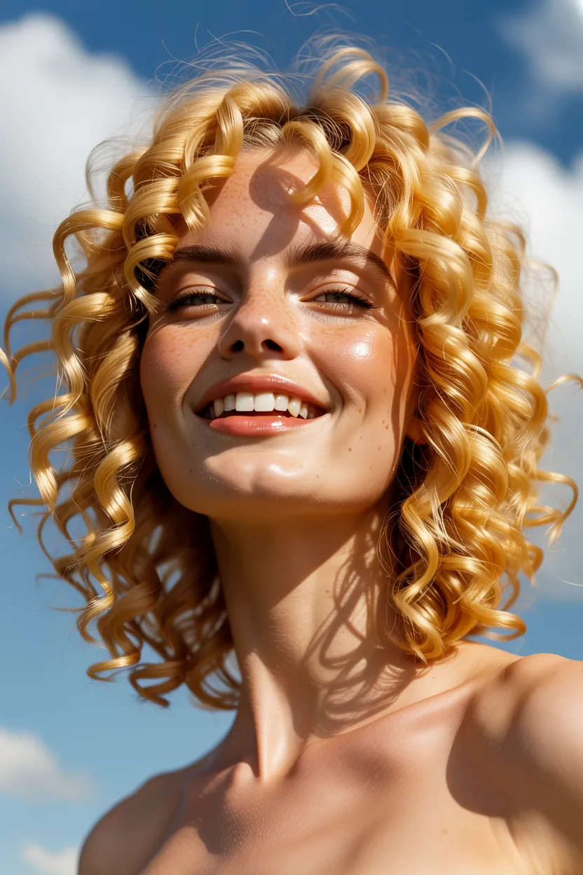 voluminous honey blonde coils