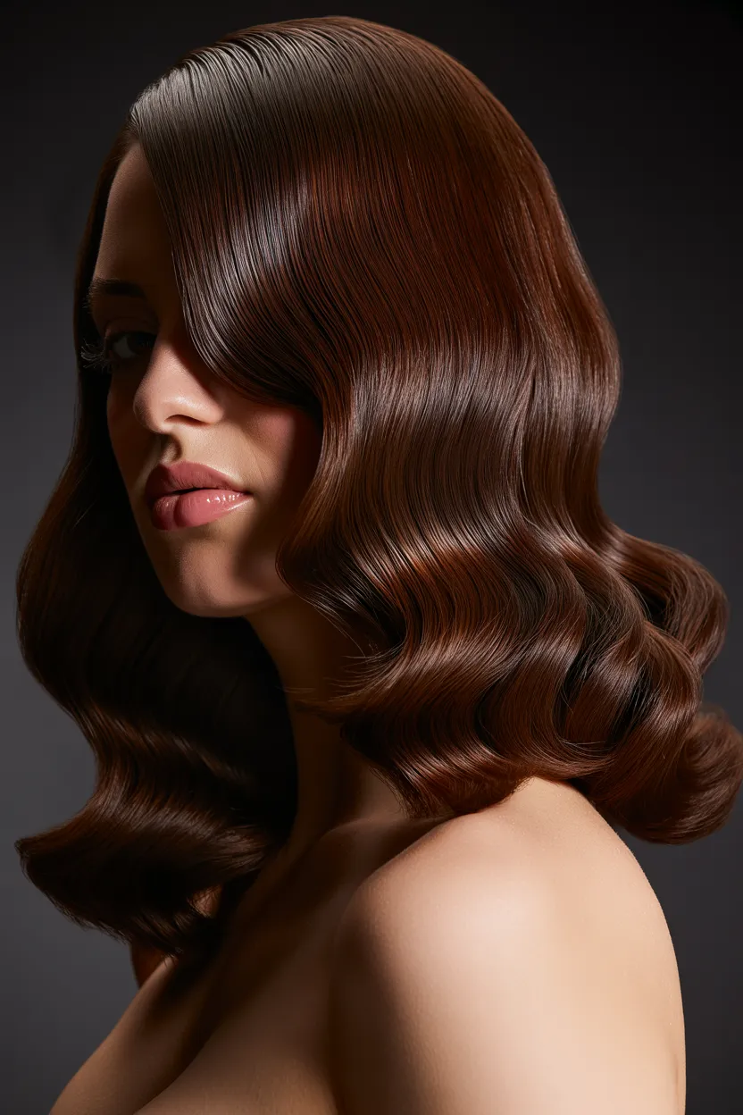 side-swept hollywood waves