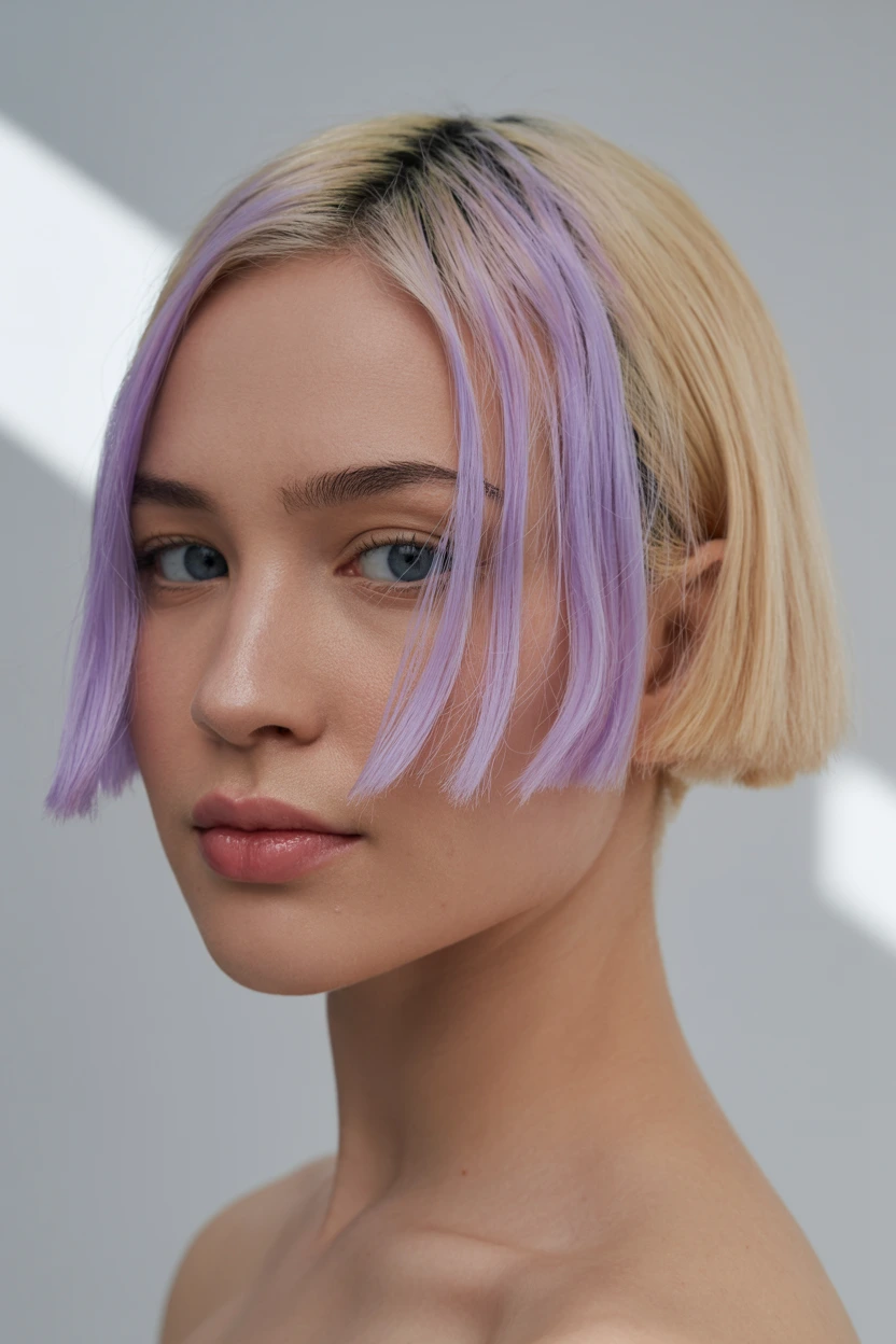 lavender face framing strands