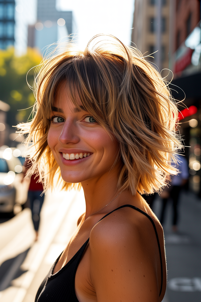 shaggy layered bob