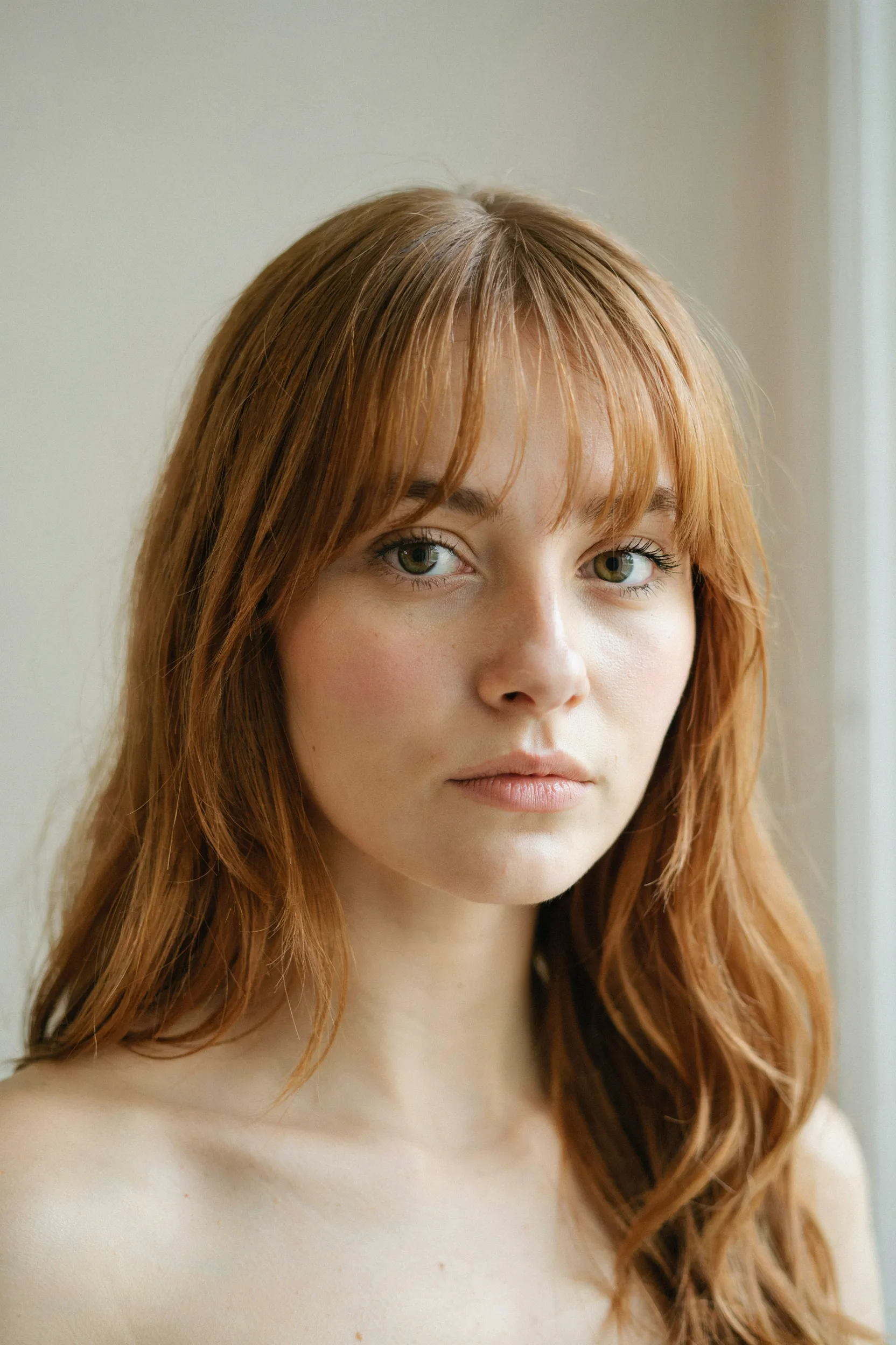 soft copper curtain bangs
