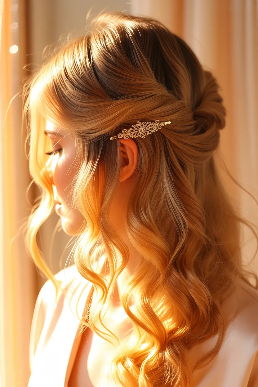 curled half updo