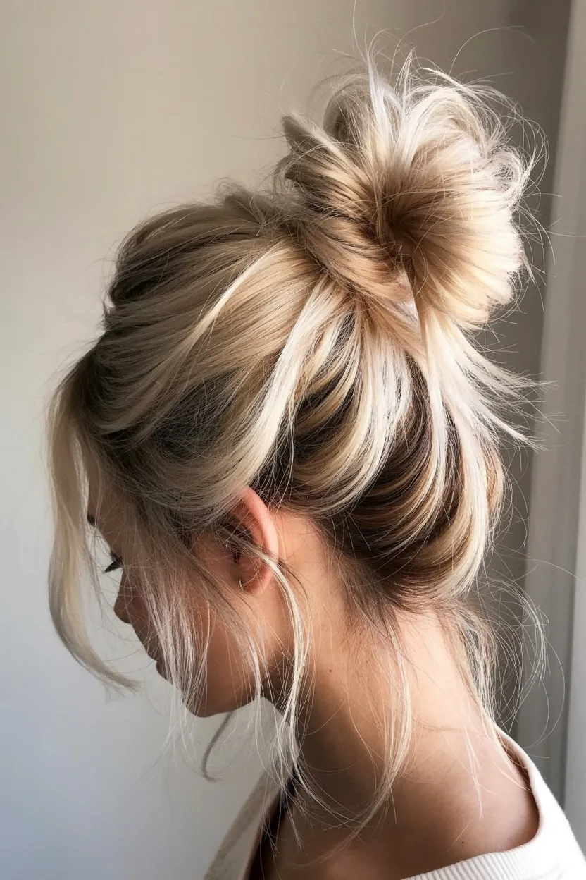 messy soft vanilla bun
