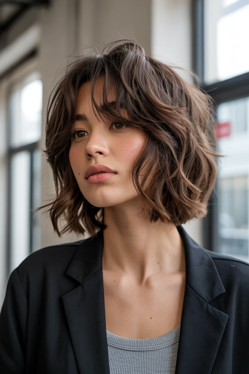 messy textured lob