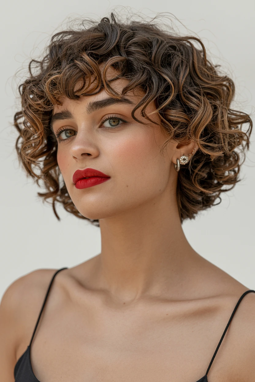 textured curly bob hairstyle
