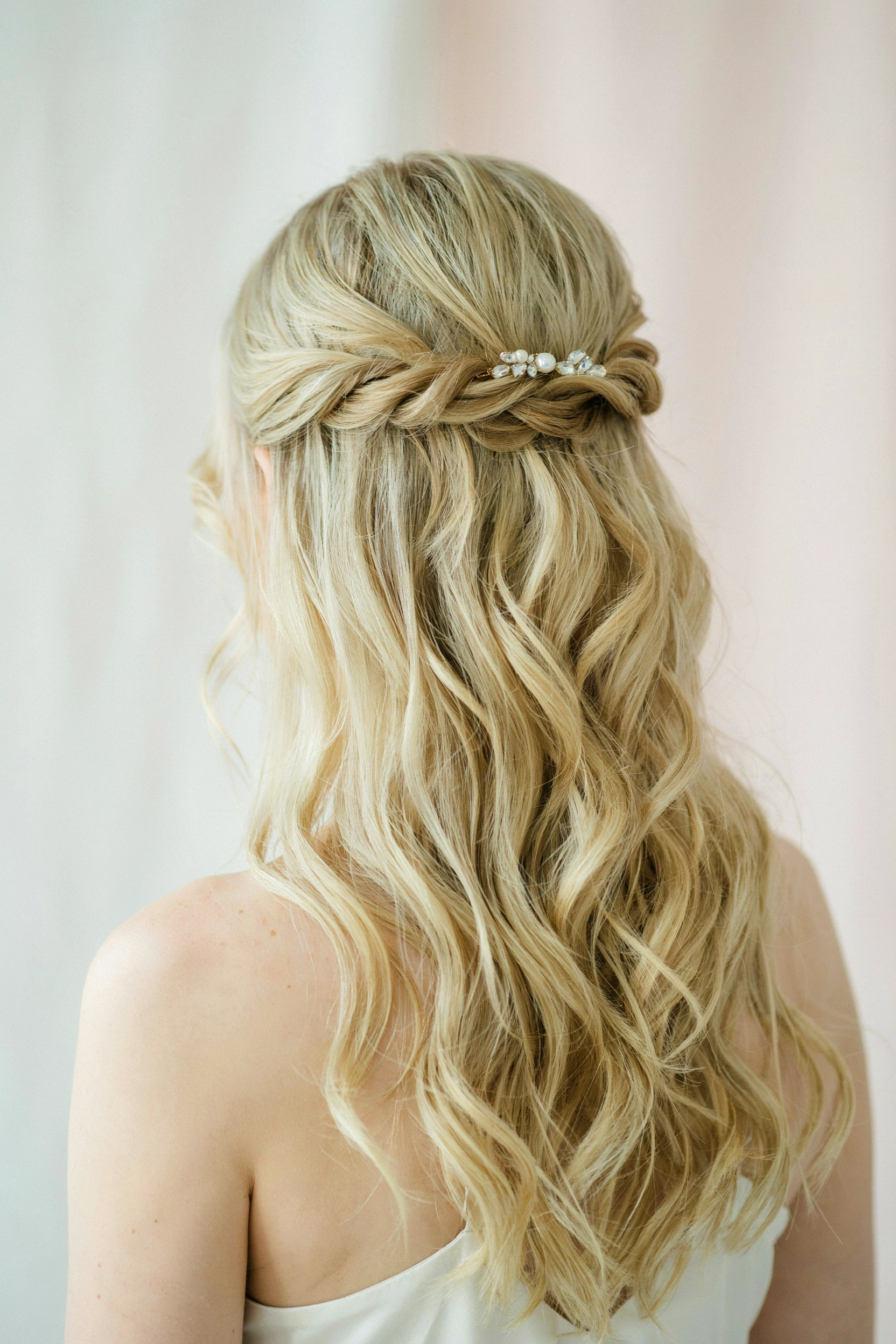 half-up twisted prom crown