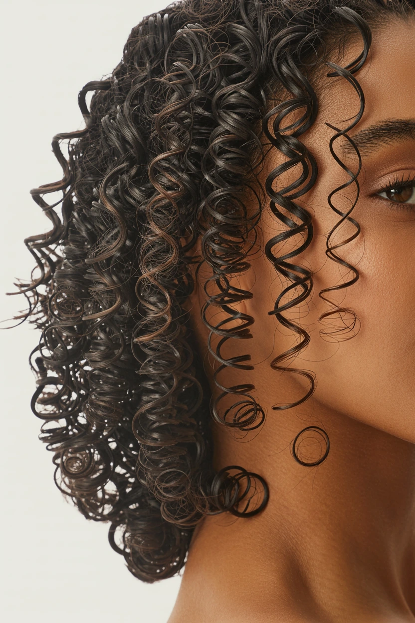 defined coil pattern hairstyle