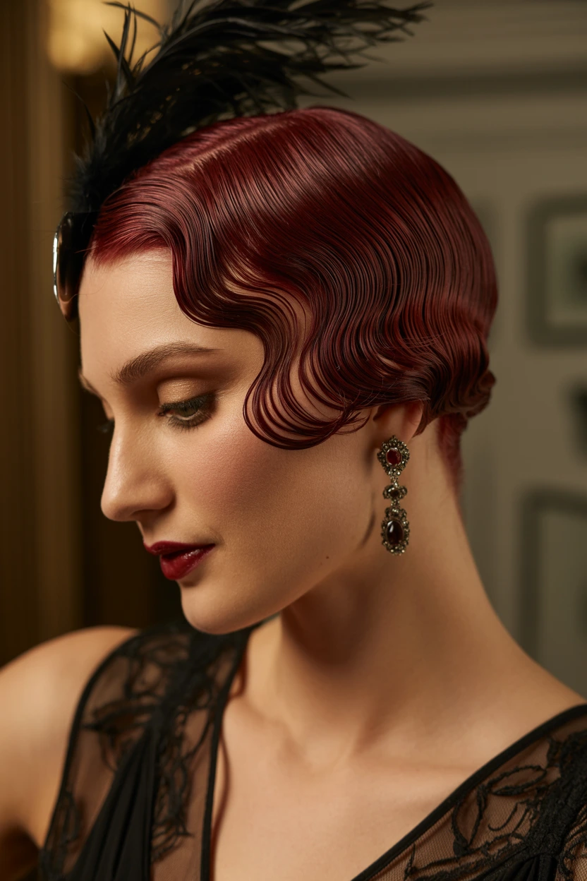crimson velvet vintage finger waves
