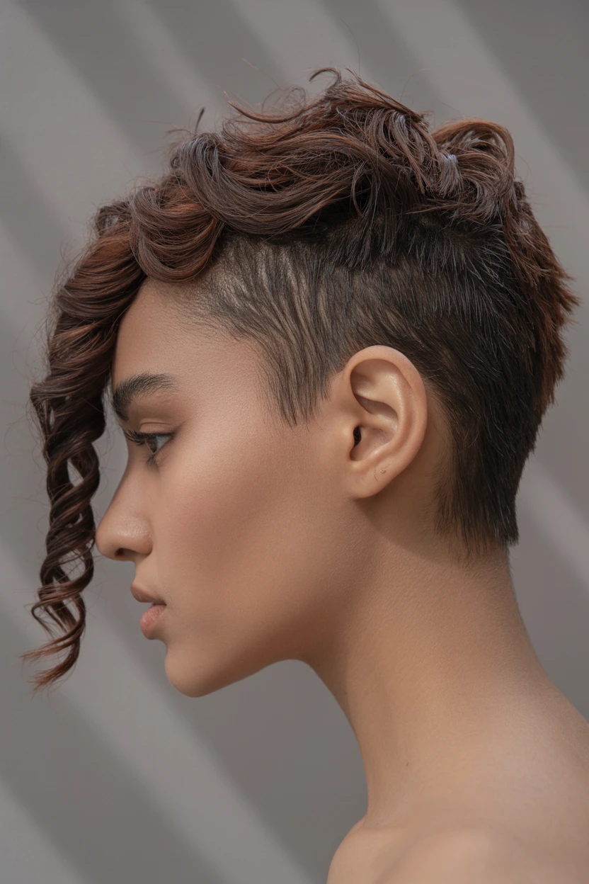 edgy side-swept coily crop