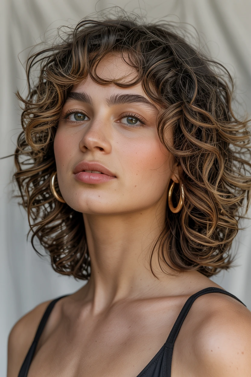 layered natural curly hairstyle