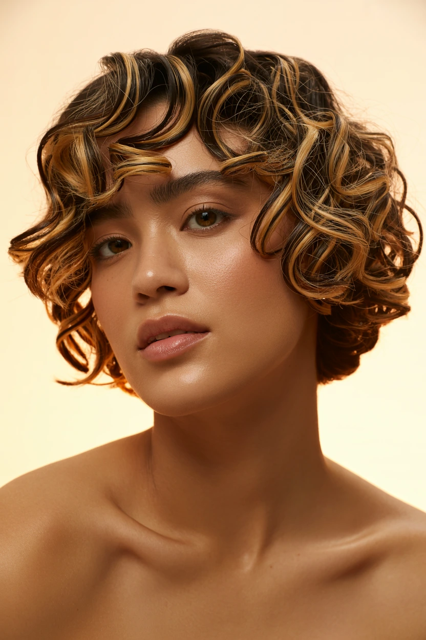 soft caramel highlighted short cut