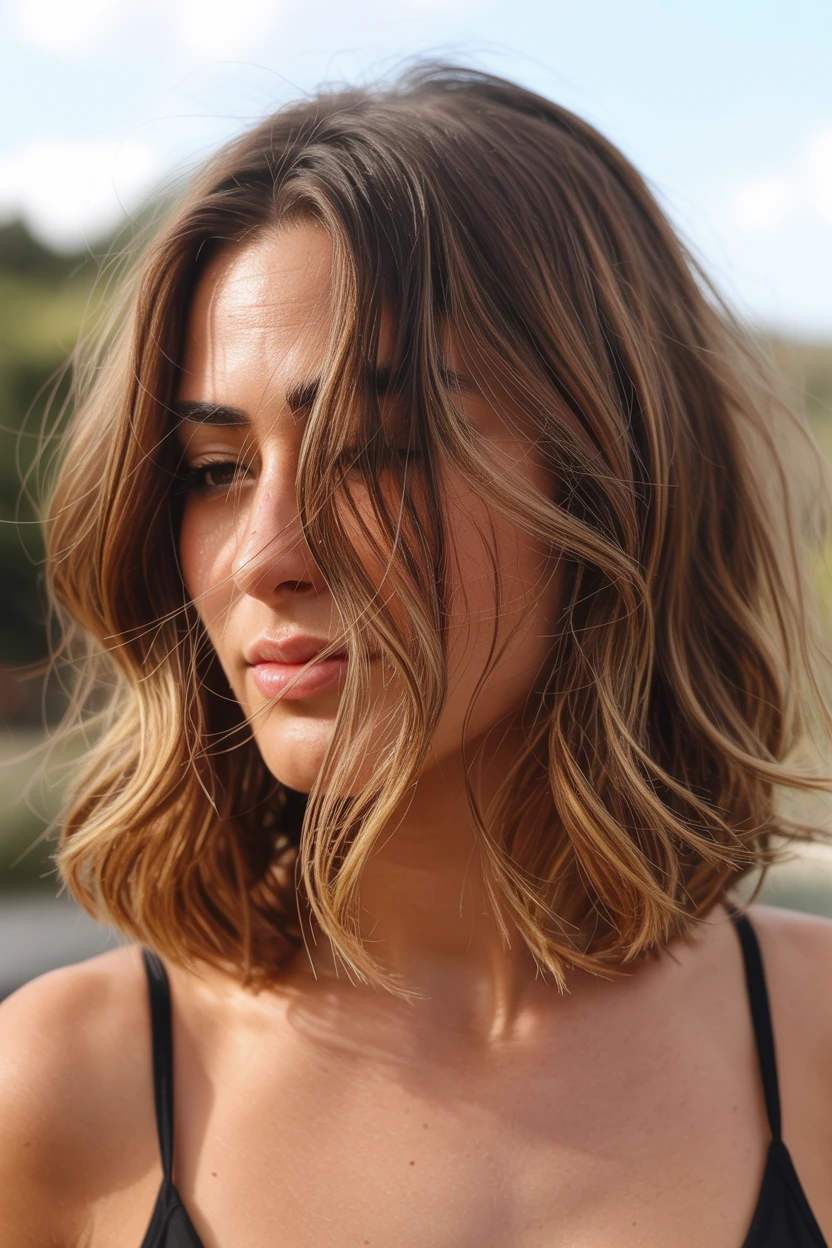 effortless beachy lob hairstyle