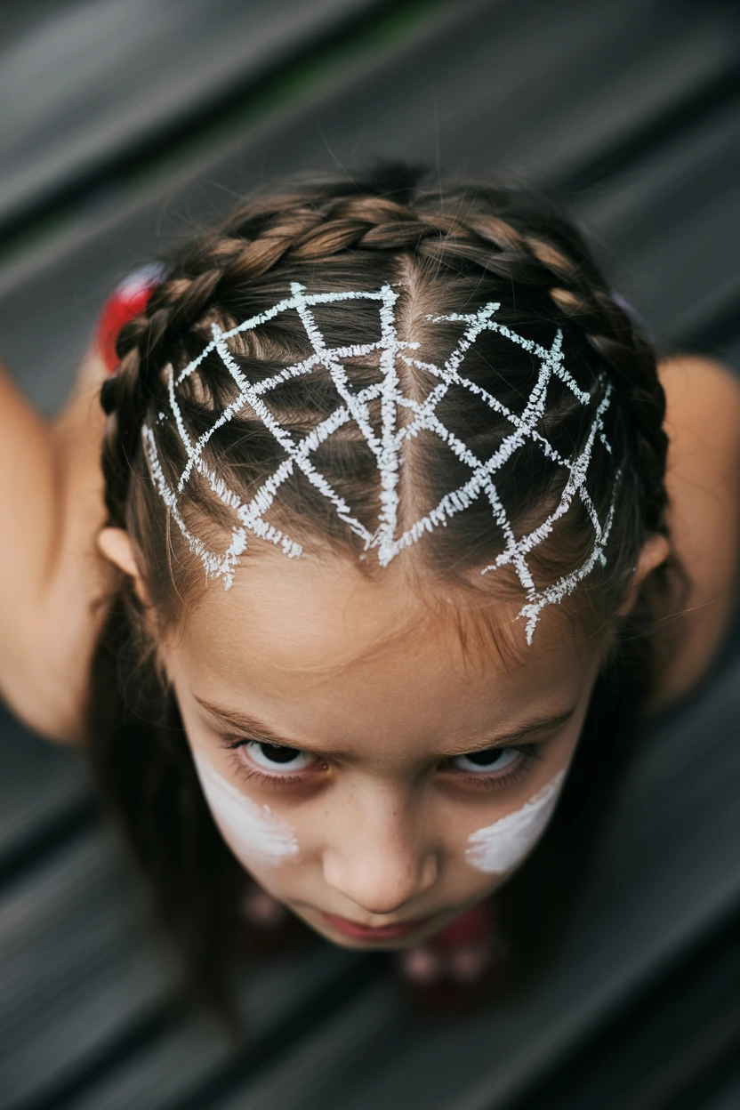 knotted spider web bun with silver thread