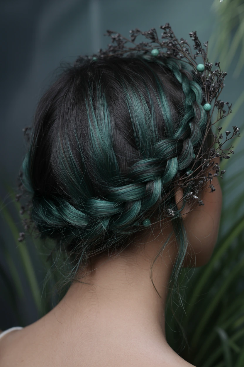 dark fairy crown braid