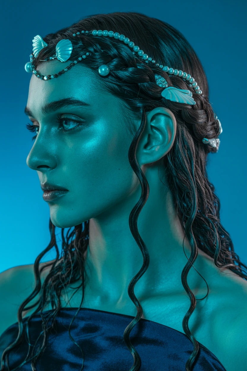 dark mermaid twisted crown braid